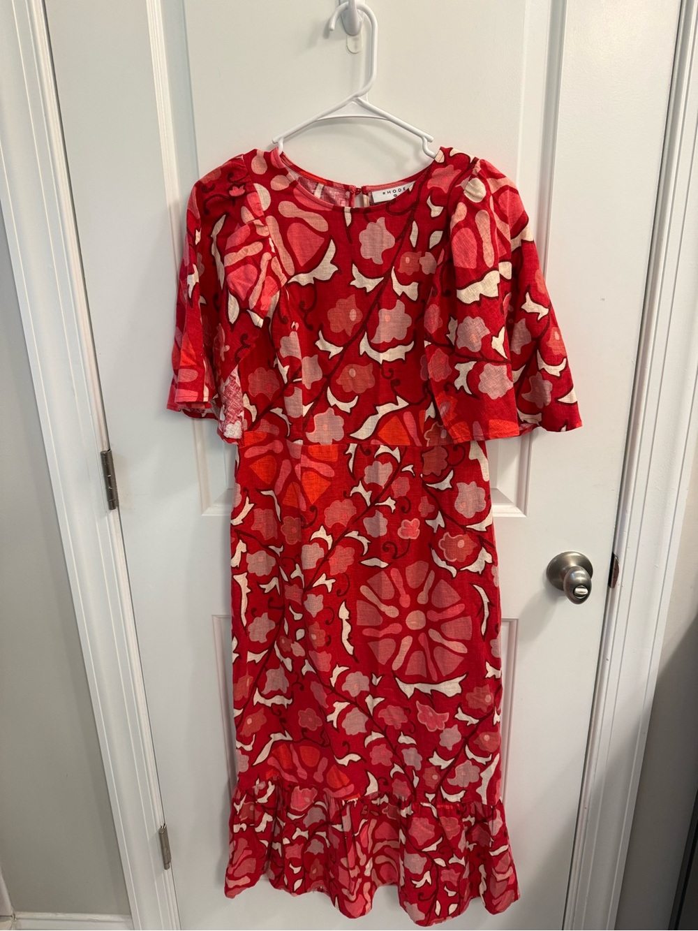 RHODE Red and Pink Floral Maxi Dress Size L